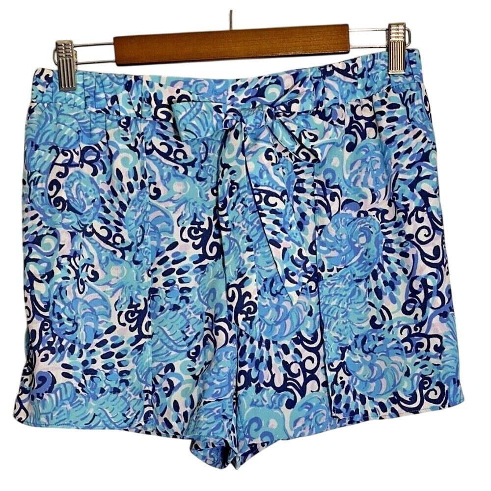 Lilly Pulitzer Shorts Tie Waist Blue‎ Patterned Casual Size 4